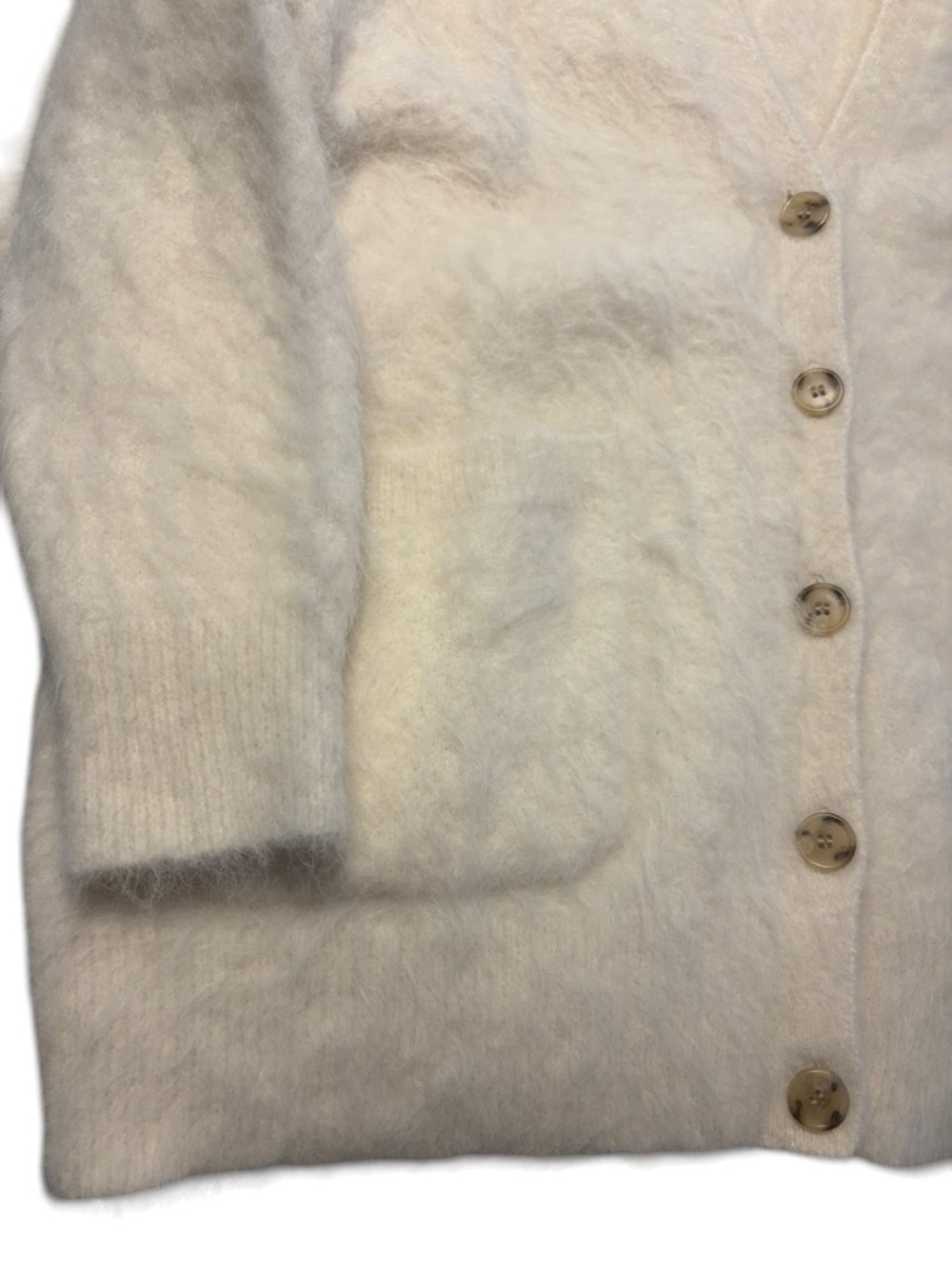 J. Crew V-Neck Cardigan Sweater Size L Cream Oversized Plush Yarn Alpaca Cozy - Picture 5 of 8